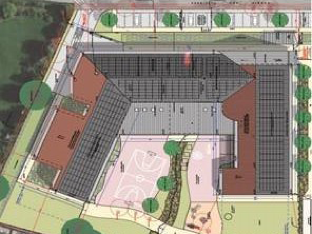 Plan de calepinage du projet de construction d'une installation photovoltaïque sur la toiture du groupe scolaire de Mézériat.