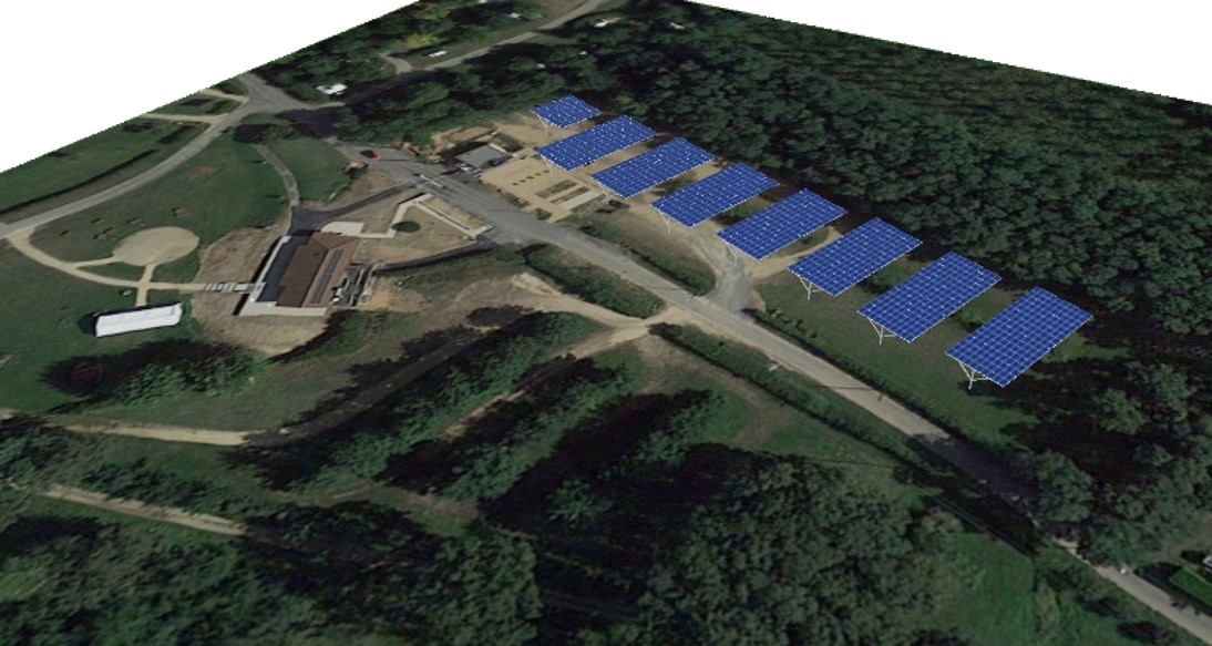 Illustration du projet de construction de 5 ombrières photovoltaïques sur le parking de la base de loisirs de la commune de Cormoranche-sur-Saône